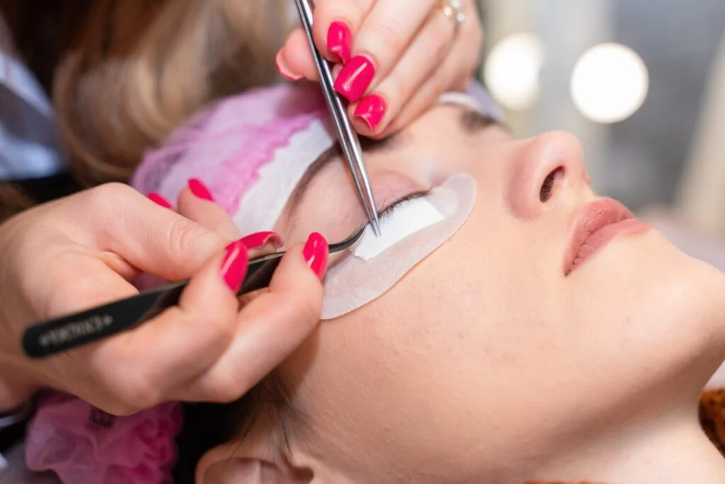 Sesión de belleza de pestañas